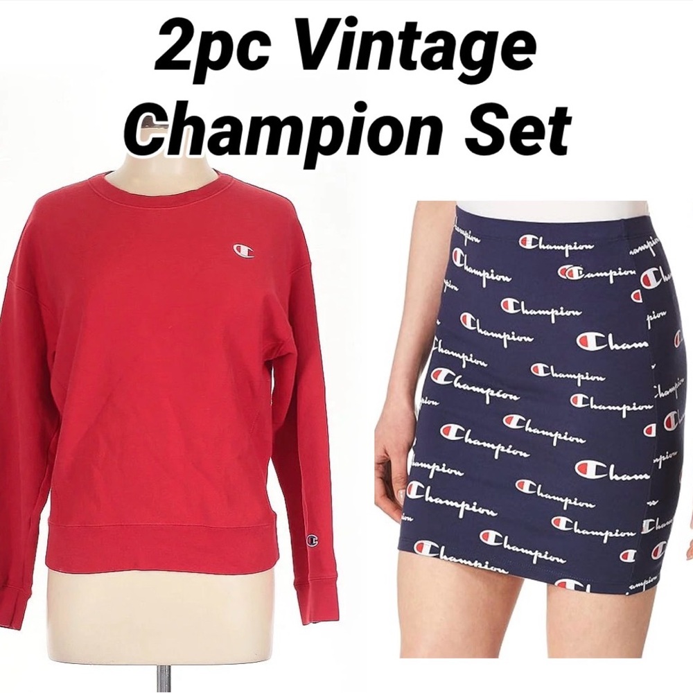 Vintage Champion Pullover Crewneck and Mini Skirt Set